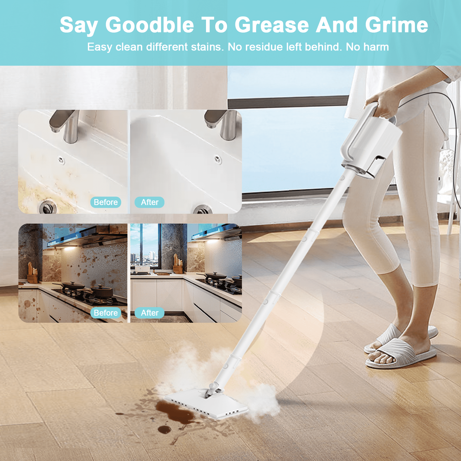 Effortless Cleaning with the ONSON 6-in-1 Detachable Handheld Steam Mop – Perfect for Hard Floors and Carpets!