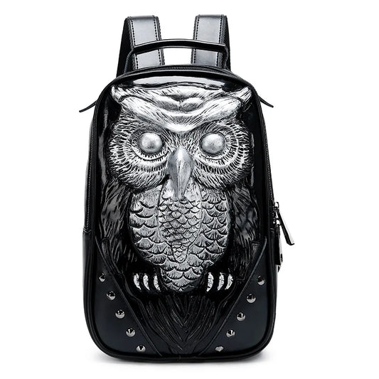 Chic 3D Owl Backpack for Women - Stylish Black Daypack Perfect for Girls
