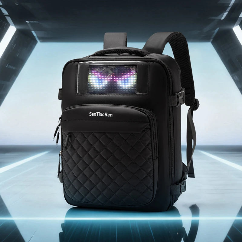Versatile Fitness & Outdoor Backpack - Large Capacity Laptop Bag with Layered Storage and Light-Up Features