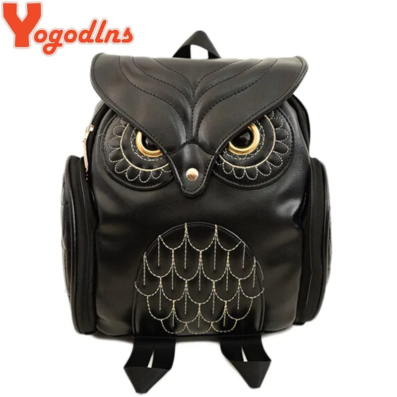 Trendy Black PU Leather Owl Backpack for Women - Stylish, Durable, and Perfect for School!