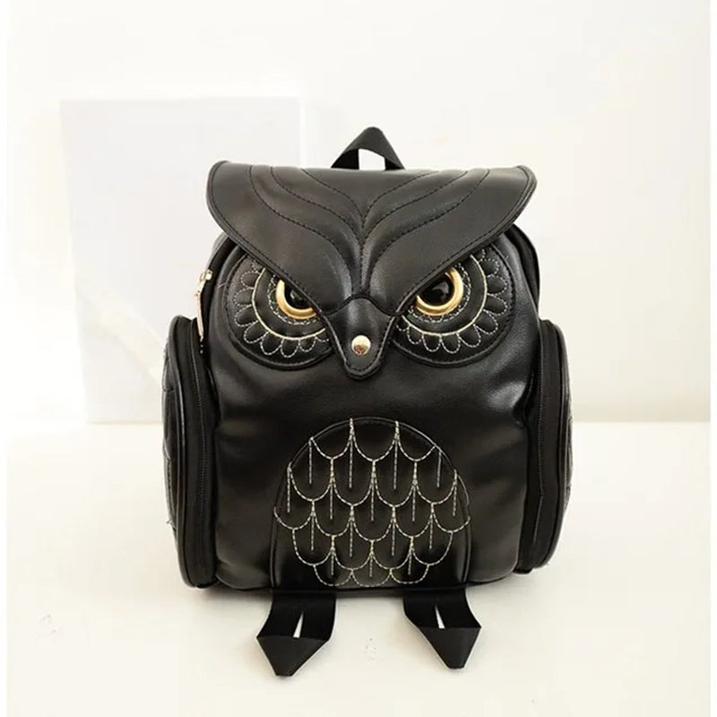 Trendy Black PU Leather Owl Backpack for Women - Stylish, Durable, and Perfect for School!