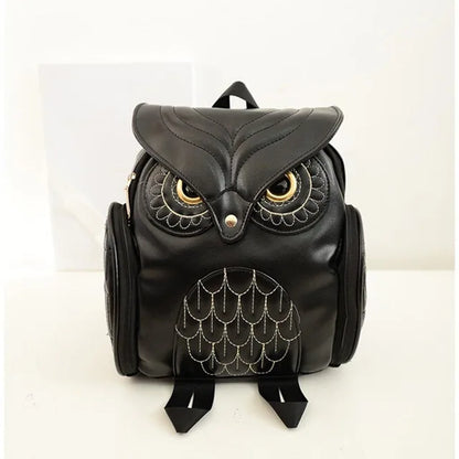 Trendy Black PU Leather Owl Backpack for Women - Stylish, Durable, and Perfect for School!