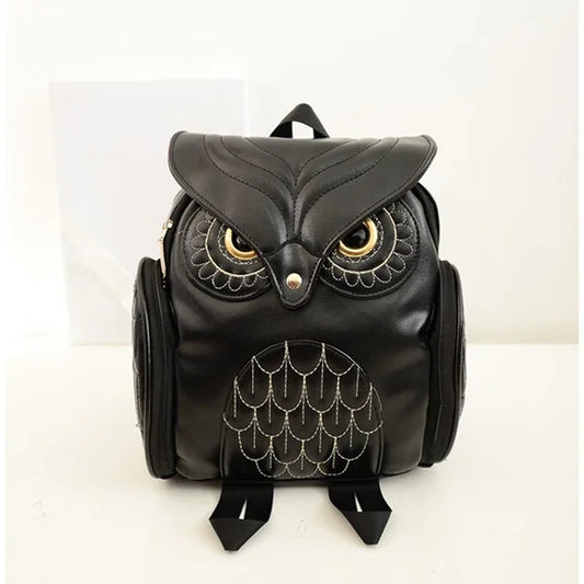 Trendy Black PU Leather Owl Backpack for Women - Stylish, Durable, and Perfect for School!