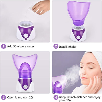 Revitalize Your Skin with Our Portable Facial Steamer & Nano Mister Set - Includes Blackhead Remover Kit & Brush for Deep Cleansing and Hydration