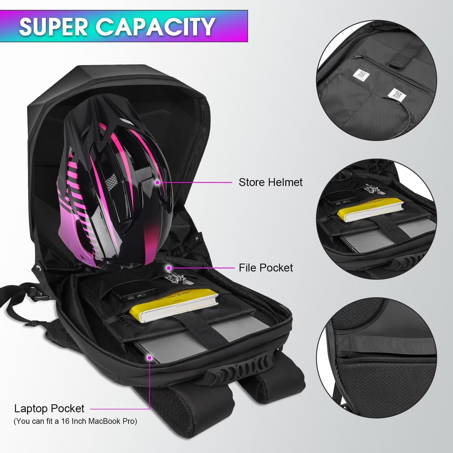 Revolutionary Motorcycle LED Knight Backpack: Customizable Full-Color Screen, Perfect for Travel, Camping, and Cycling