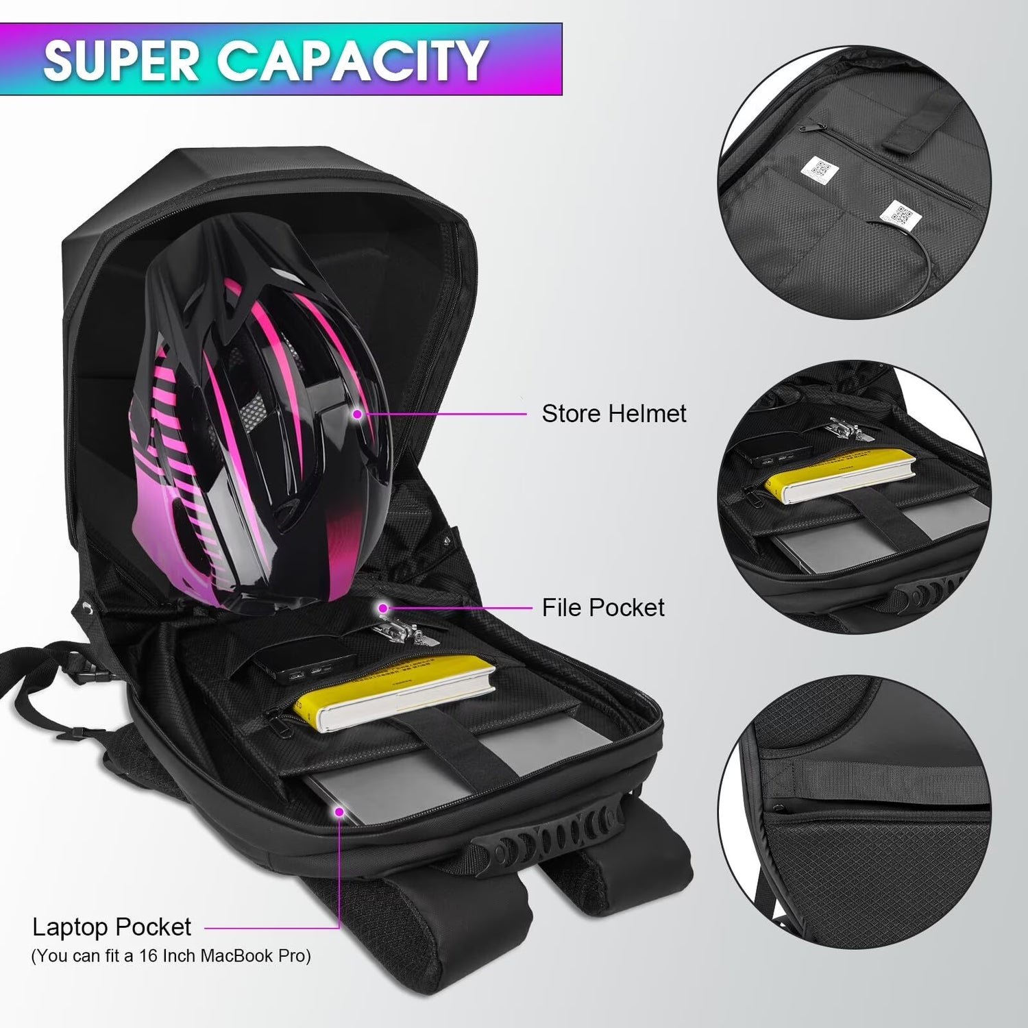 Revolutionary Motorcycle LED Knight Backpack: Customizable Full-Color Screen, Perfect for Travel, Camping, and Cycling