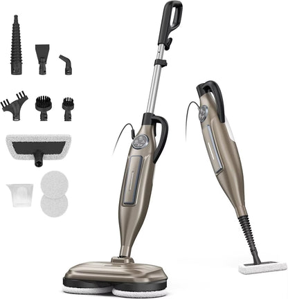 Revolutionary 10-in-1 Steam Mop Cleaner with Rotating Mop Pad - 1300W Powerful Floor Steamer for Effortless Home Cleaning