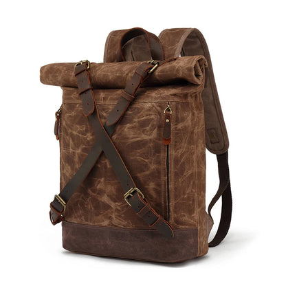 Stylish Luxury Vintage Canvas Backpack for Men - Large Waterproof Travel Rucksack with Retro Charm