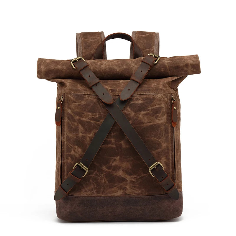 Stylish Luxury Vintage Canvas Backpack for Men - Large Waterproof Travel Rucksack with Retro Charm