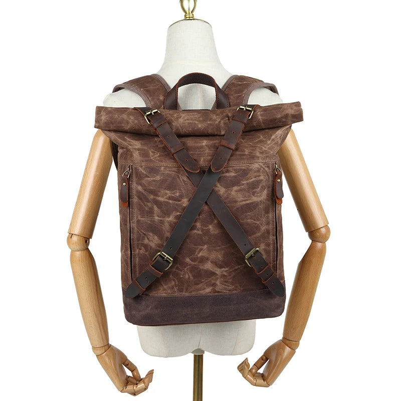 Stylish Luxury Vintage Canvas Backpack for Men - Large Waterproof Travel Rucksack with Retro Charm