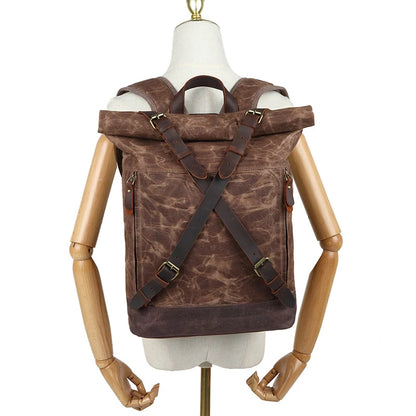 Stylish Luxury Vintage Canvas Backpack for Men - Large Waterproof Travel Rucksack with Retro Charm