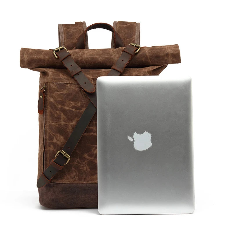 Stylish Luxury Vintage Canvas Backpack for Men - Large Waterproof Travel Rucksack with Retro Charm