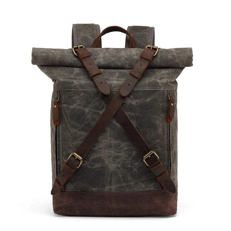 Stylish Luxury Vintage Canvas Backpack for Men - Large Waterproof Travel Rucksack with Retro Charm