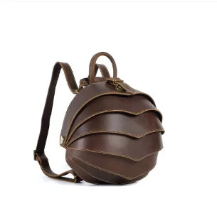 Stylish Handmade Vintage Beetle Backpack - Premium Genuine Cowhide Leather Daypack for Trendsetters