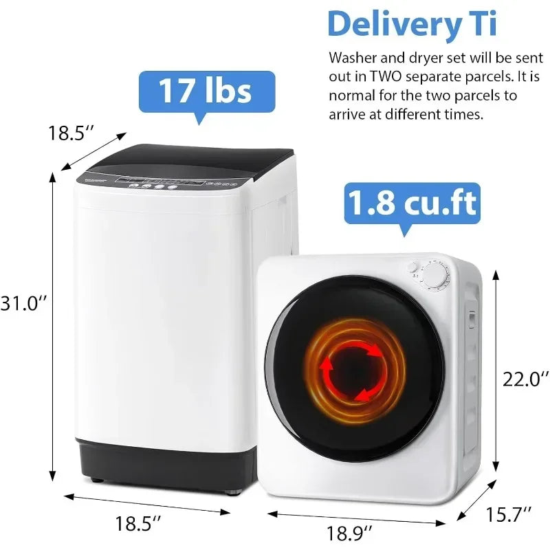 Effortless Laundry Days: 17 Lbs 1.8 Cu.Ft Portable Washer Dryer Combo - Your Ultimate Space-Saving Laundry Solution!