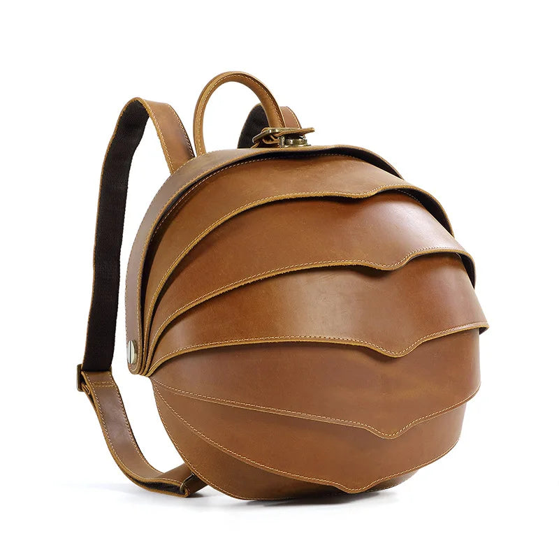 Stylish Handmade Vintage Beetle Backpack - Premium Genuine Cowhide Leather Daypack for Trendsetters