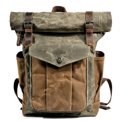 Stylish Luxury Vintage Canvas Backpack for Men - Waterproof Travel Companion with Retro Charm