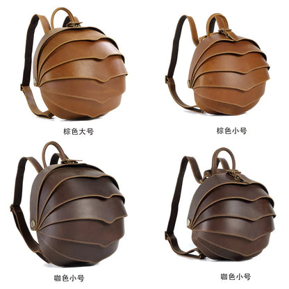 Stylish Handmade Vintage Beetle Backpack - Premium Genuine Cowhide Leather Daypack for Trendsetters