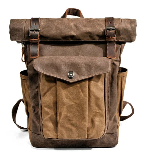 Stylish Luxury Vintage Canvas Backpack for Men - Waterproof Travel Companion with Retro Charm