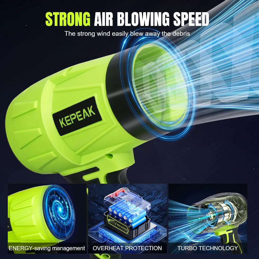 Powerful Electric Cordless Turbo Blower - Ultimate Household Cleaning Tool with Dual Batteries for Dust, Snow, and Leaf Removal