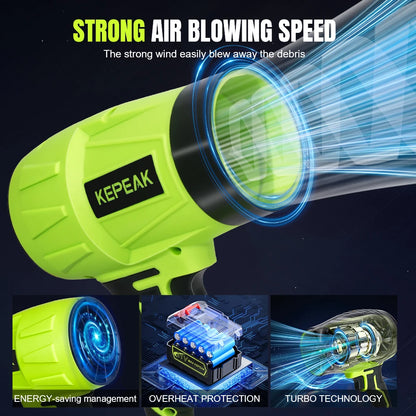 Powerful Electric Cordless Turbo Blower - Ultimate Household Cleaning Tool with Dual Batteries for Dust, Snow, and Leaf Removal