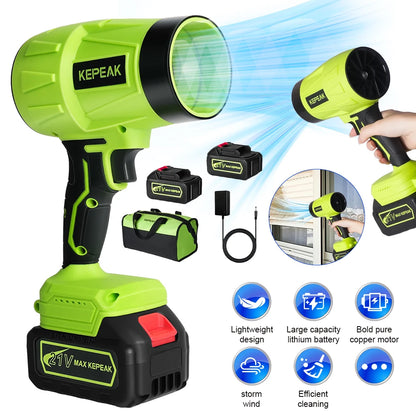 Powerful Electric Cordless Turbo Blower - Ultimate Household Cleaning Tool with Dual Batteries for Dust, Snow, and Leaf Removal