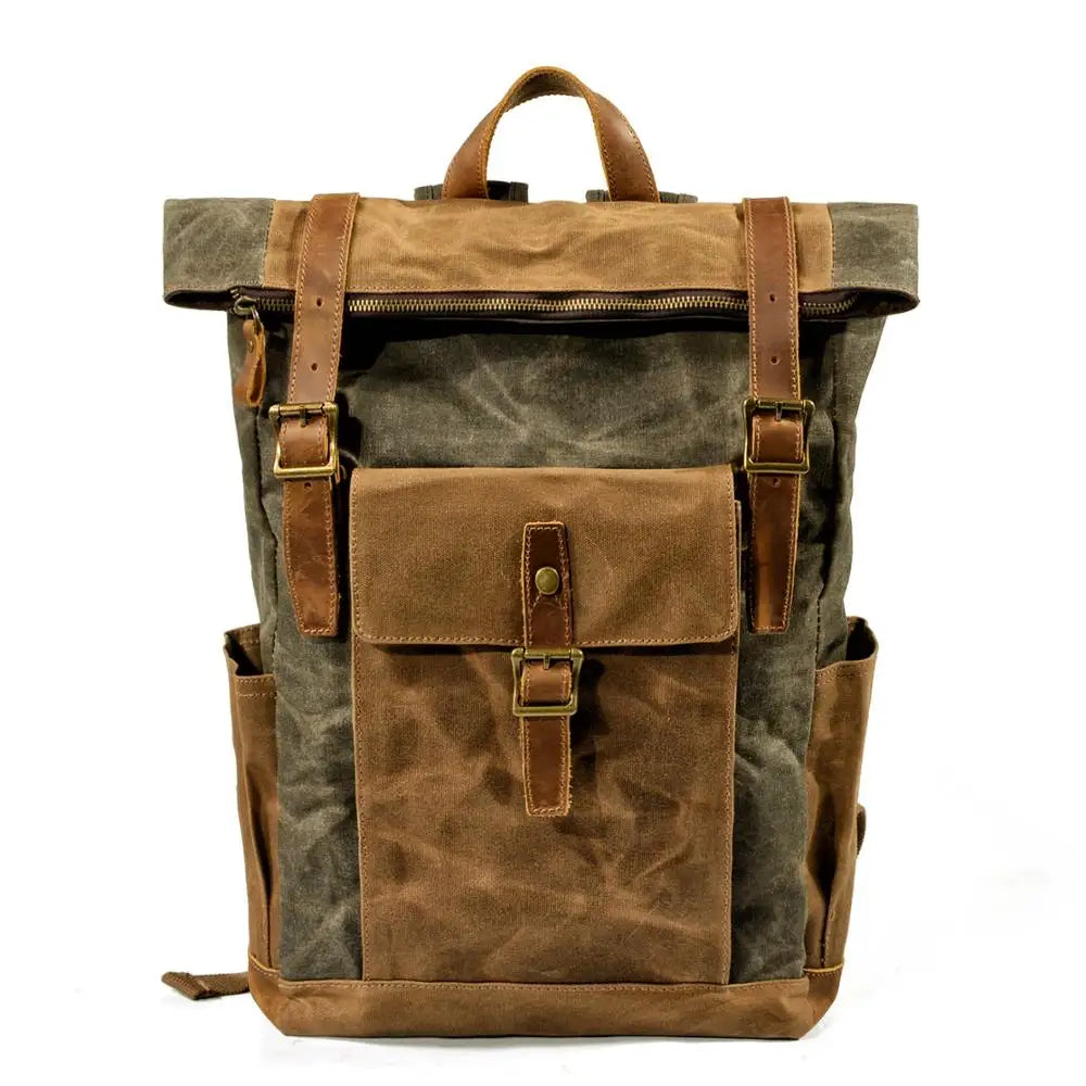 Stylish Luxury Vintage Canvas Backpack for Men - Waterproof Travel Companion with Retro Charm