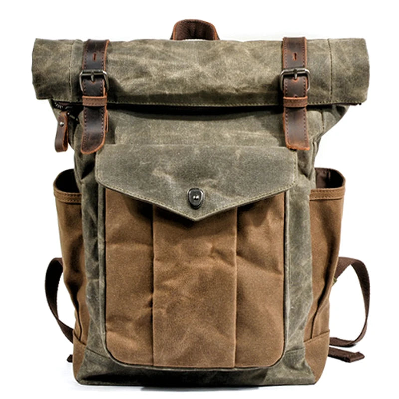 Stylish Luxury Vintage Canvas Backpack for Men - Waterproof Travel Companion with Retro Charm
