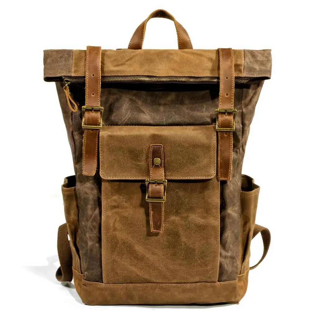 Stylish Luxury Vintage Canvas Backpack for Men - Waterproof Travel Companion with Retro Charm