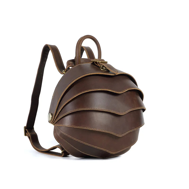 Stylish Handmade Vintage Beetle Backpack - Premium Genuine Cowhide Leather Daypack for Trendsetters