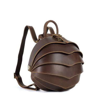 Stylish Handmade Vintage Beetle Backpack - Premium Genuine Cowhide Leather Daypack for Trendsetters