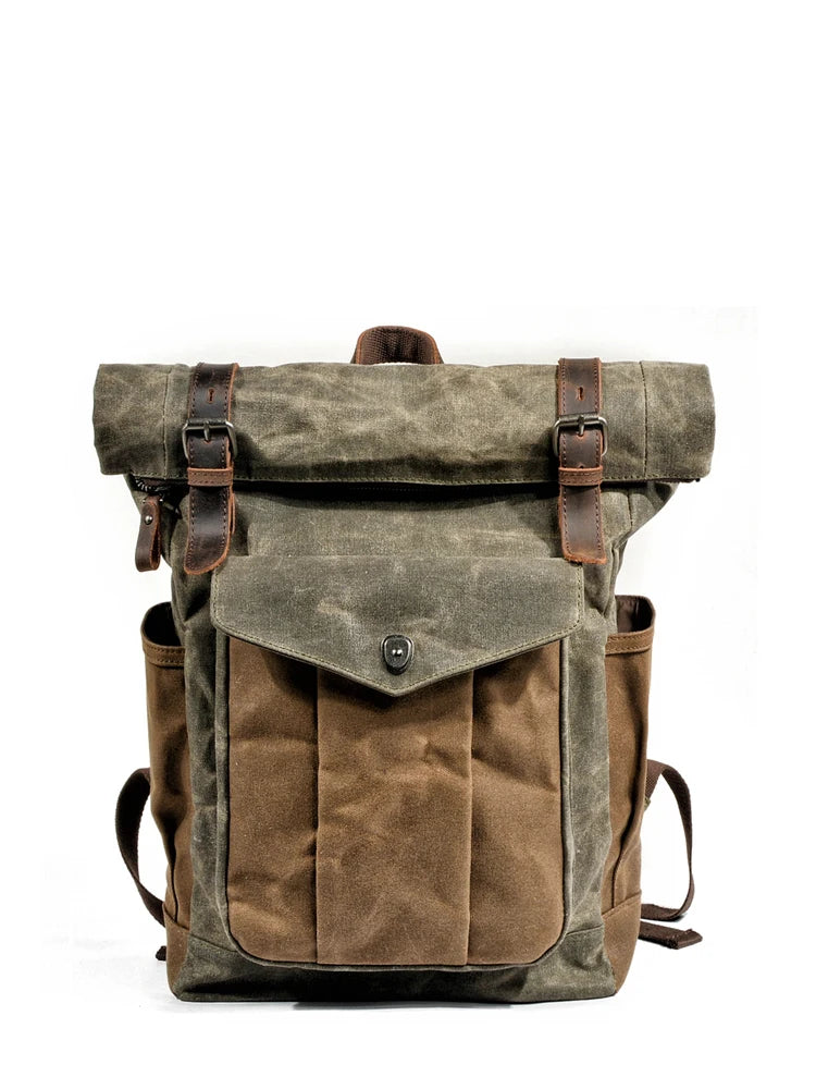 Stylish Luxury Vintage Canvas Backpack for Men - Waterproof Travel Companion with Retro Charm