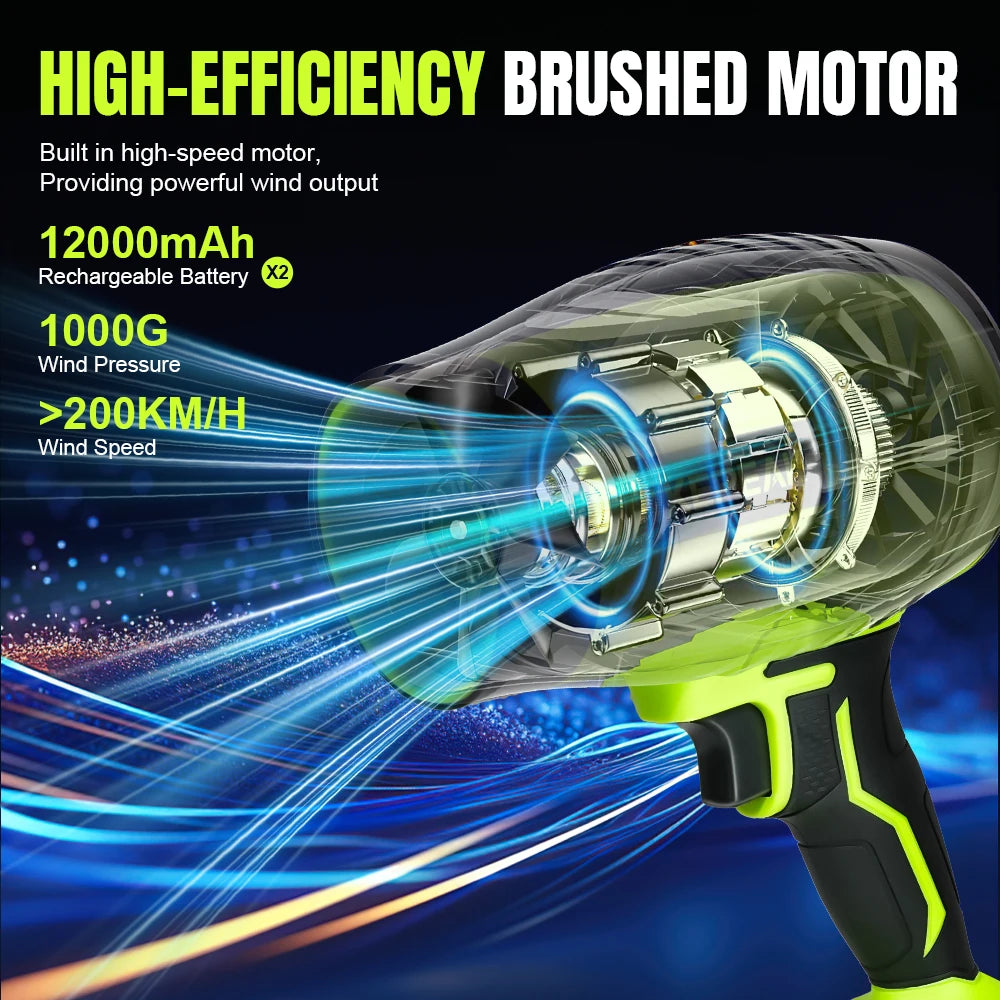 Powerful Electric Cordless Turbo Blower - Ultimate Household Cleaning Tool with Dual Batteries for Dust, Snow, and Leaf Removal