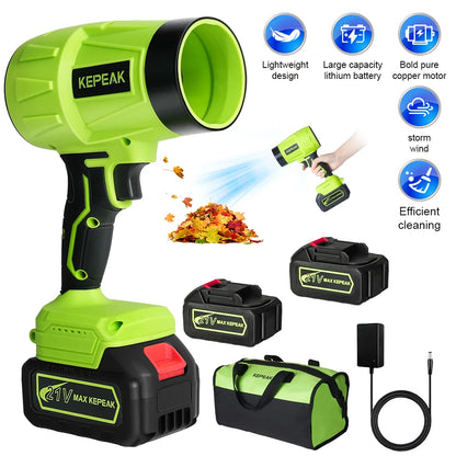 Powerful Electric Cordless Turbo Blower - Ultimate Household Cleaning Tool with Dual Batteries for Dust, Snow, and Leaf Removal