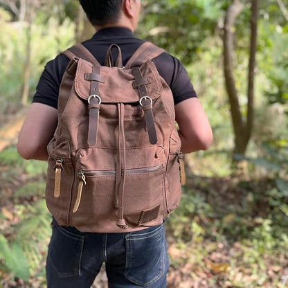 High Capacity Canvas Vintage Backpack 30L - Laptop Compartment, Unisex
