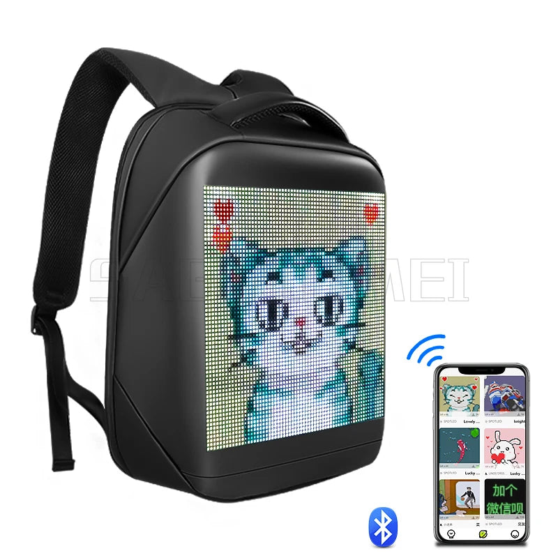 Transform Your Ride with the Smart LED Pixel Backpack - Waterproof, Creative, and Programmable for Ultimate Style