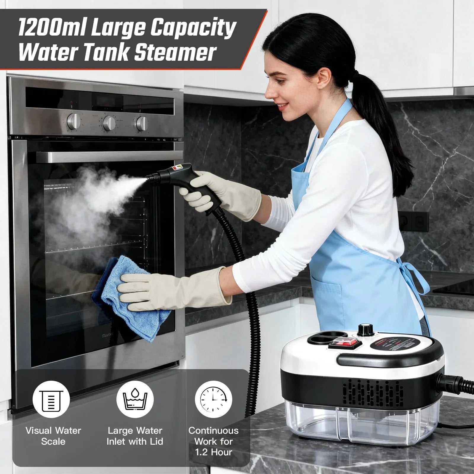 Powerful 2500W High-Temperature Handheld Steam Cleaner - Fast Heating, Multiple Accessories, Perfect for All Surfaces!
