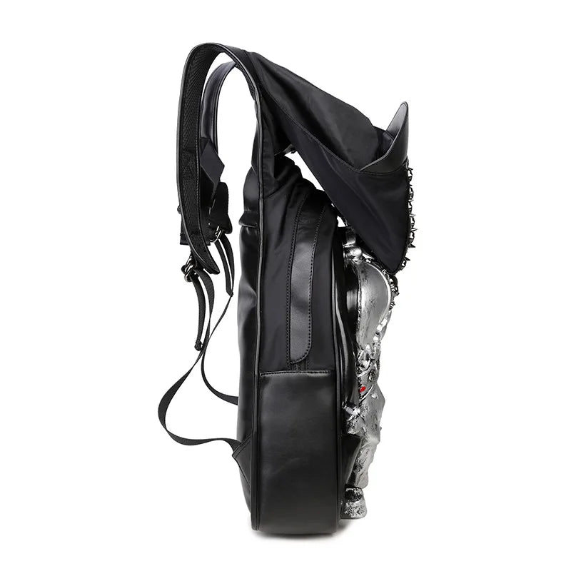 Unleash Your Style with the 3D Skull Crown Embossed PU Leather Backpack – Perfect for Travel and Everyday Use!