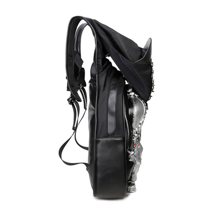 Unleash Your Style with the 3D Skull Crown Embossed PU Leather Backpack – Perfect for Travel and Everyday Use!