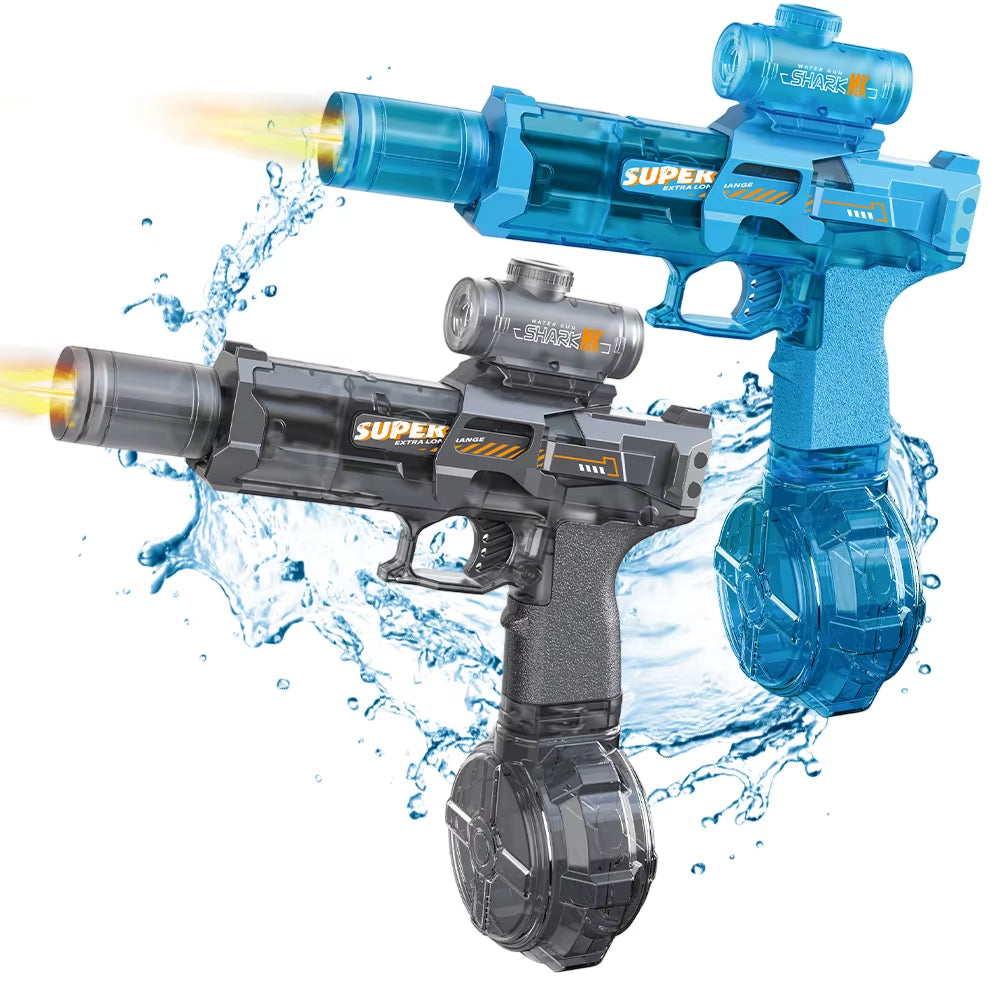 Experience Thrilling Water Battles with the HUIQIBAO Fully Automatic Electric Pulse Water Gun Featuring Stunning Flame Sensor Light - Perfect for Adults and Older Kids!