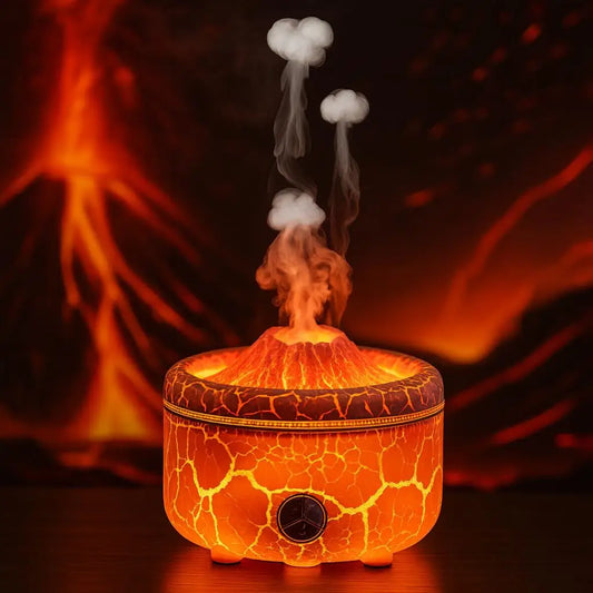 Elevate Your Space with the 500ml Volcano Flame Aroma Diffuser - 7-Color LED Essential Oil Humidifier for Home & Perfect Gift