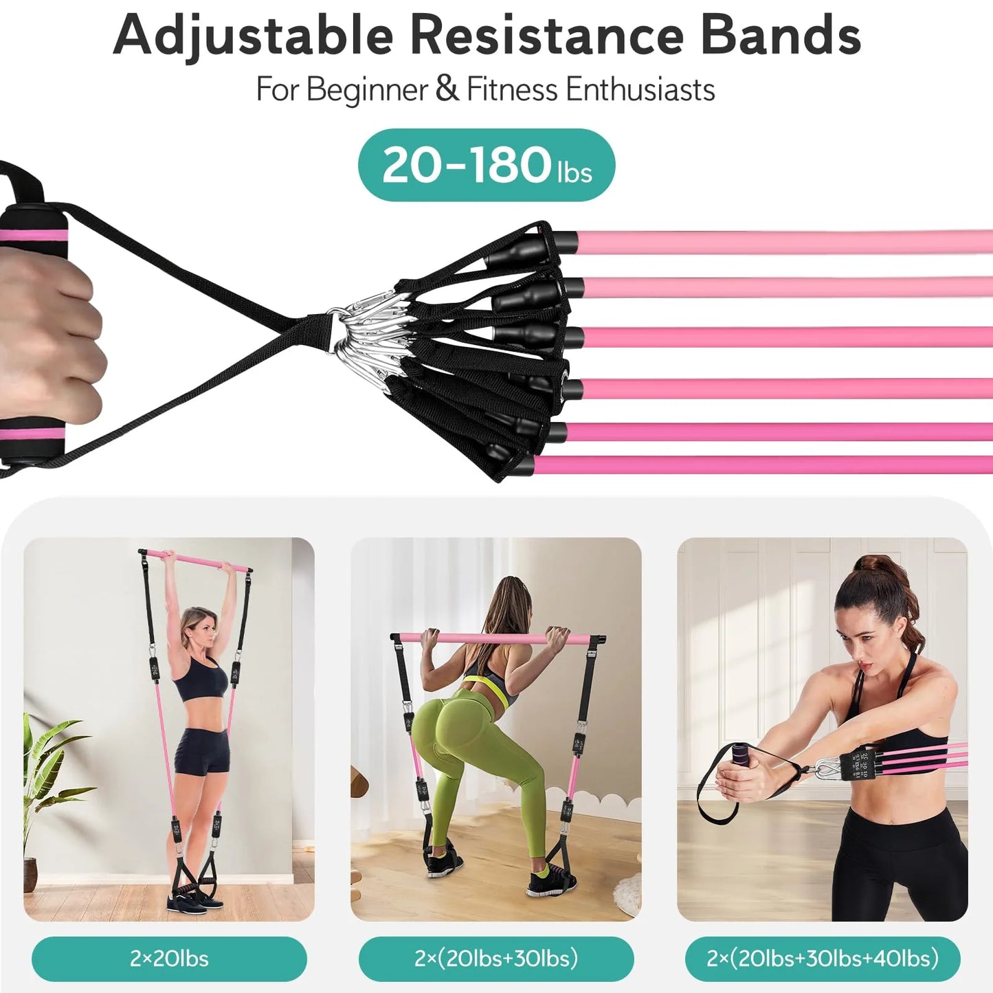 Transform Your Home Workouts with the Pilates Bar Kit: Versatile Resistance Bands for Full-Body Fitness, Perfect for Legs, Hips, Waist, and Arms
