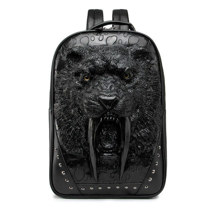 Stylish Panther Head Embossed Punk Rock Backpack for Men and Women - Perfect for Travel, School and Everyday Use