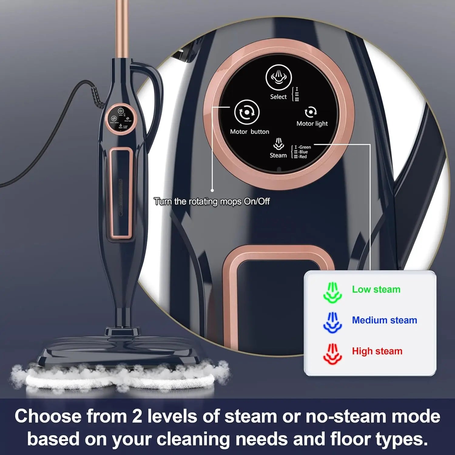 Revolutionary 10-in-1 Steam Mop Cleaner with Rotating Mop Pad - 1300W Powerful Floor Steamer for Effortless Home Cleaning