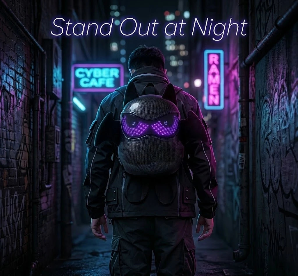 Illuminate Your Adventures with the Bat-Shaped LED Backpack - The Ultimate Glowing School Bag for Night Explorers and Cosplay Enthusiasts