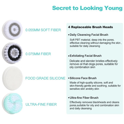 Revitalize Your Skin with Our Electric Facial Cleansing Brush - 4 Brush Heads & 2 Speeds for Ultimate Cleansing