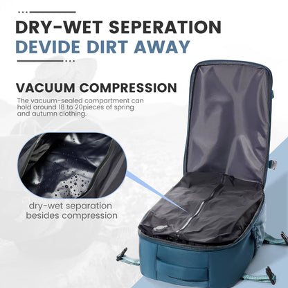 Ryanair 40X30X20 Ultra Lightweight Cabin Bag - Versatile Air Vacuum Compression Backpack for Men & Women with Laptop Storage