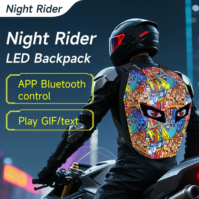 Stylish LED Hard Shell Backpack for Men and Women - Perfect for Motorcycle Riding, Business Travel, and Hiking with Laptop Compartment