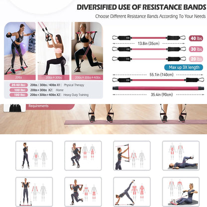 Transform Your Home Workouts with the Pilates Bar Kit: Versatile Resistance Bands for Full-Body Fitness, Perfect for Legs, Hips, Waist, and Arms