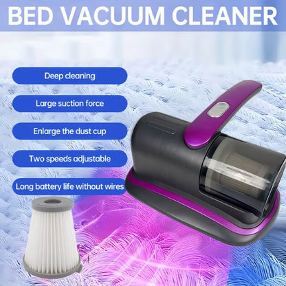 Revolutionary Wireless Handheld Mattress Vacuum Cleaner with UV-C Sanitization, HEPA Filtration, and Ultrasonic Vibration – Ultimate Solution for a Spotless Home!